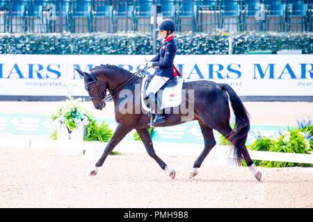 Tryon, North Carolina, Stati Uniti d'America . Xviii Sep, 2018. Vincitore. Medaglia d'oro. Sophie Wells riding attrazione fatale. GBR. Para dressage. FEI World Championship individuali di grado V. il giorno 7. Giochi equestri mondiali. WEG 2018 Tryon. Carolina del Nord. Stati Uniti d'America. 18/09/2018. Credito: Sport In immagini/Alamy Live News Foto Stock