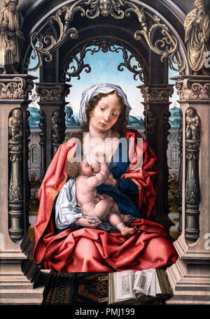 Vergine e il bambino dal cerchio di Jan Gossaert (1478-1532), olio su legno, c.1508-10 Foto Stock