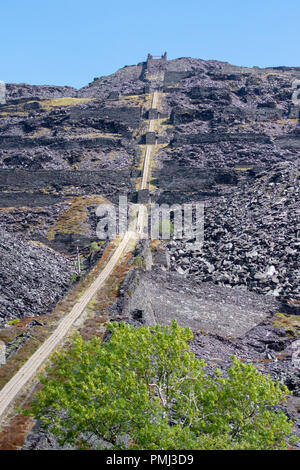 Inclinarsi di Dinorwig cava, vicino a Llanberis Foto Stock