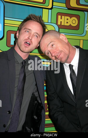 Aaron Paul & Bryan Cranston 04/01/11 "sessantottesima Golden Globe Awards HBO dopo essere partito' @Circa 55 presso il Beverly Hilton Hotel di Beverly Hills Foto di Ima Kuroda /www.HollywoodNewsWire.net/ PictureLux Foto Stock