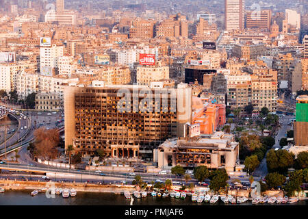 Vista aerea della sede dell'ex sentenza nazionale partito democratico di Egitto al Cairo, Egitto Foto Stock