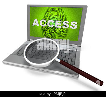 Il riconoscimento di impronte digitali Online Pass sensore 3D Rendering mostra Smart Online Identity toccare per sbloccare la verifica Foto Stock