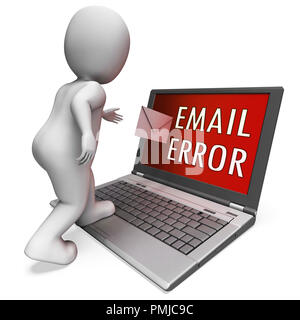 E-mail di errore Fail inviare problemi di rendering 3d mostra SOCCOMBENTE E-mail di avviso come lettera perso o disastro di consegna Foto Stock