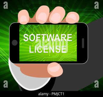 Licenza software applicazione certificata codice 2d illustrazione significa applicazione programma accordo certificato Foto Stock