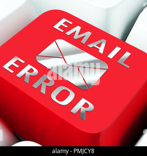 E-mail di errore Fail inviare problemi di rendering 3d mostra SOCCOMBENTE E-mail di avviso come lettera perso o disastro di consegna Foto Stock