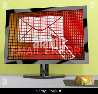 E-mail di errore Fail inviare problemi di rendering 3d mostra SOCCOMBENTE E-mail di avviso come lettera perso o disastro di consegna Foto Stock