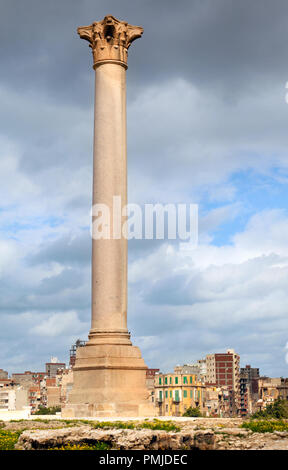 La colonna di Pompeo è un romano colonna trionfale nella città di Alessandria, Egitto Foto Stock