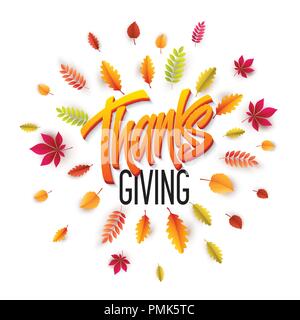 Disegnata a mano felice giorno del Ringraziamento dello sfondo. Rendere Grazie. Illustrazione Vettoriale Illustrazione Vettoriale