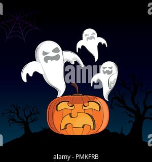 Scary Halloween cartoni animati Illustrazione Vettoriale