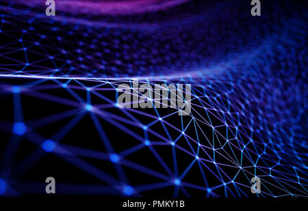 3D illustrazione delle connessioni e dei punti che rappresenta il concetto di cloud computing. Foto Stock