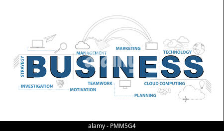 Testo Bussiness infografico graphic design concept. Illustrazione Vettoriale. isolate su uno sfondo bianco Foto Stock