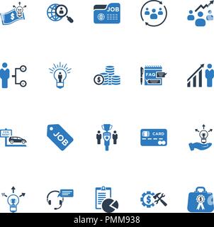 Sviluppo aziendale Business - set di vettore piatto icone blu Illustrazione Vettoriale