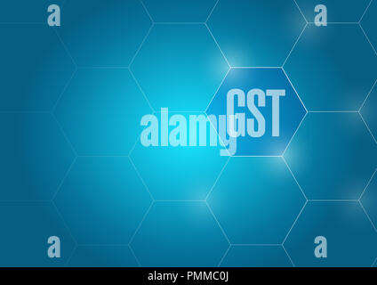 La gst business il diagramma di rete. illustration design su sfondo blu. Foto Stock