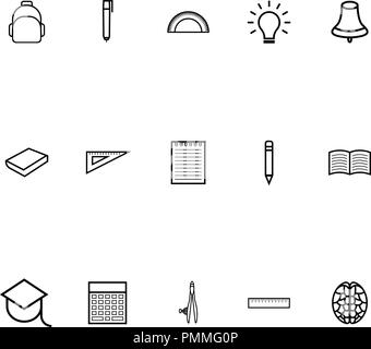 Icone di istruzione line art vector nero - stile lineare istruzione set di icone Illustrazione Vettoriale