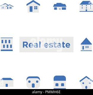 Immobiliare vettore piatto set di icone Illustrazione Vettoriale