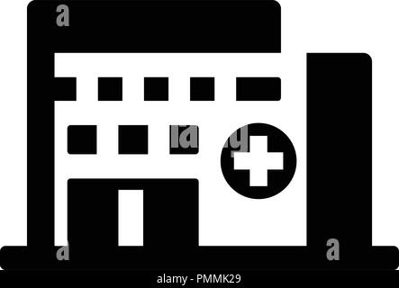 Ospedale icona vettore black Illustrazione Vettoriale