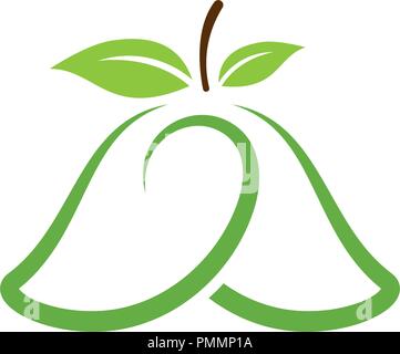 Mango in stile appartamento. Vettore di mango logo. Icona di mango. Illustrazione Vettoriale