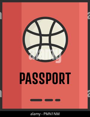 Passaporto icona piatta - icona lineare vector Illustrazione Vettoriale