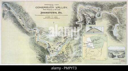 Vista panoramica della valle Conemaugh da Ninive al lago, Johnstown, Pa. - da personal bozzetti e sondaggi della Pennsylvania R.R. Foto Stock