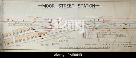 Birmingham Moor Street Stazione ferroviaria via schema - 1922. Foto Stock