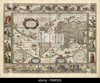 Blaeu Nova totius orbis terrarum Geographica ac Hydrographica Tabula 1635. Foto Stock