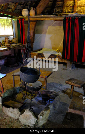 Cottage Crofters al Ryedale Folk Museum, Hutton Le Hole, Yorkshire Regno Unito Foto Stock