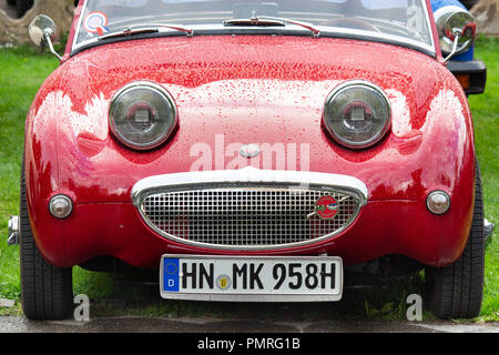 Il sessantesimo anno di Austin Healey Sprite è stata celebrata dal Midget e Sprite Club con un Spridget 60 weekend a Wroxall Abbey vicino a Warwick, Foto Stock