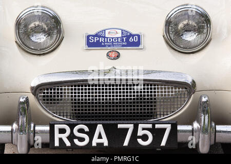 Il sessantesimo anno di Austin Healey Sprite è stata celebrata dal Midget e Sprite Club con un Spridget 60 weekend a Wroxall Abbey vicino a Warwick, Foto Stock