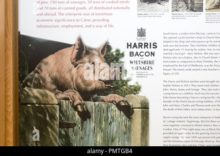 Calne Heritage Centre museum, Patrimonio trimestre, Calne, Wiltshire, Inghilterra, Regno Unito Harris Bacon display Foto Stock