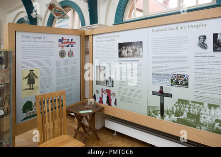 Calne Heritage Centre museum, Patrimonio trimestre, Calne, Wiltshire, Inghilterra, Regno Unito gemellato con Caln, Pennsylvania, STATI UNITI D'AMERICA Foto Stock