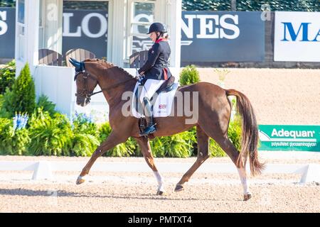 Tryon, Stati Uniti d'America. 19 settembre 2018. Natascia Baker. Monte San Giovanni Diva Dannebrog. GBR. Para Dressage grado 3. Giorno 8. Giochi equestri mondiali. WEG 2018 Tryon. Carolina del Nord. Stati Uniti d'America. 19/09/2018. Credito: Sport In immagini/Alamy Live News Foto Stock