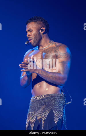 Dublino, Dublino, Irlanda. Xix Sep, 2018. Jason Derulo esegue sul palco di Dublino alla 3Arena. Credito: Ben Ryan SOPA/images/ZUMA filo/Alamy Live News Foto Stock