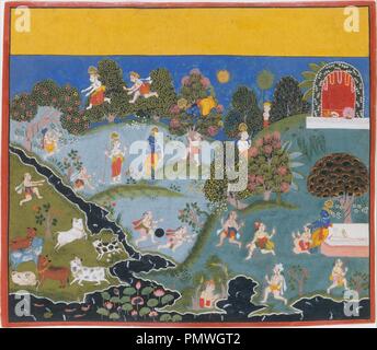 Blindman's Bluff pagina da un disperso Bhagavata Purana Mewar 1715-20 Foto Stock