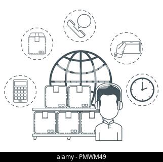 Servizi logistici con agente di supporto Illustrazione Vettoriale