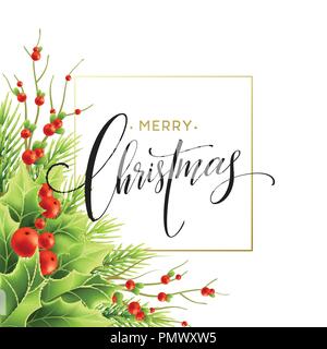 Merry Christmas greeting card design Illustrazione Vettoriale