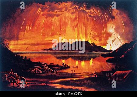 Charles-Blomfield-Mount-Tarawera-in-eruzione-Giugno-10-1886. Foto Stock
