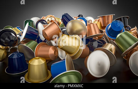 Varietà di caffé capsule 3d rendering immagine Foto Stock
