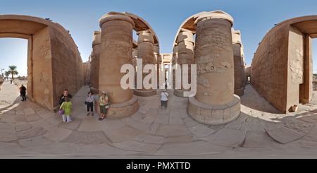 Visualizzazione panoramica a 360 gradi di Al Karnak - pilastri del grande Hypostyle Hall