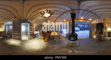 Visualizzazione panoramica a 360 gradi di Engholm husky in cabina karasjok. Norvegia