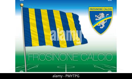 FROSINONE, Italia, anno 2018-2019 - Serie A del campionato di calcio, 2018 bandiera del Frosinone Calcio team Illustrazione Vettoriale