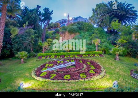 VINA DEL MAR, Cile - SETTEMBRE, 15, 2018: Outdoor View di orologio di fiori in Vina del Mar, è uno dei più populat destinazioni turistiche in Cile Foto Stock