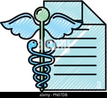 Caduceo documento medico simbolo del rapporto Illustrazione Vettoriale