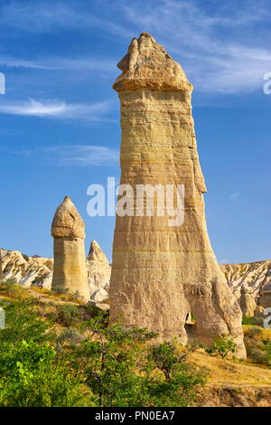 Cappadocia - Camini di Fata formazione di roccia, Love Valley, in Anatolia, Turchia Foto Stock