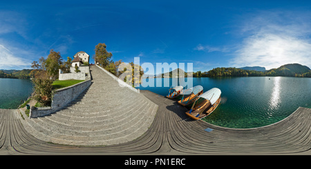 Visualizzazione panoramica a 360 gradi di Scale sulla isola di Bled