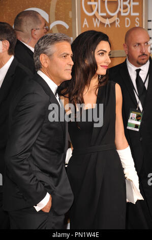 George Clooney & Amal Alamuddin Clooney presso la 72Annuale di Golden Globe Awards presso il Beverly Hilton Hotel di Beverly Hills. Gennaio 11, 2015 Beverly Hills, CA Foto di CCR / PictureLux Riferimento File # 32537 836JRCPS per solo uso editoriale - Tutti i diritti riservati Foto Stock