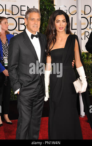 George Clooney & Amal Alamuddin Clooney presso la 72Annuale di Golden Globe Awards presso il Beverly Hilton Hotel di Beverly Hills. Gennaio 11, 2015 Beverly Hills, CA Foto di CCR / PictureLux Riferimento File # 32537 838JRCPS per solo uso editoriale - Tutti i diritti riservati Foto Stock