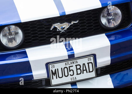 Vista frontale della Ford Mustang. Foto Stock