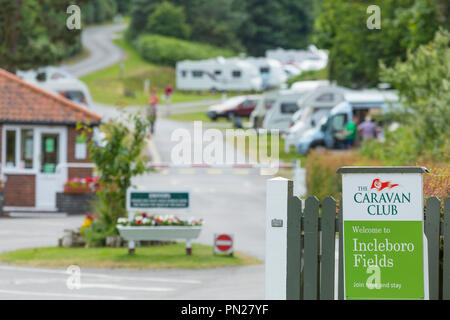 Ingresso di un caravan club site nelle vicinanze Cromer. Foto Stock