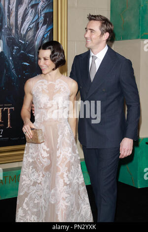 Evangeline Lilly e Lee ritmo di New Line Cinema, la Metro Goldwyn Mayer Pictures' e Warner Bros Foto' premiere di 'The Hobbit: la Battaglia dei cinque eserciti" tenutasi presso il Teatro Dolby in Hollywood, CA, 9 dicembre, 2014. Foto di Joe Martinez / PictureLux Foto Stock