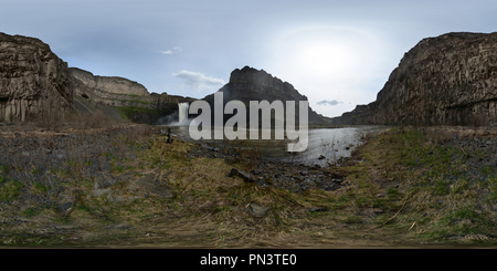 Visualizzazione panoramica a 360 gradi di Palouse Falls - Palouse Falls State Park, nello Stato di Washington, USA